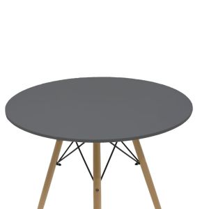 Dining table Julita Mdf top black-natural color legs D80x73cm