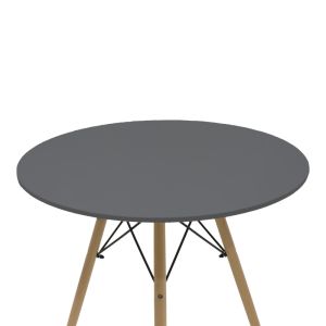 Dining table Julita-noor set of 5 pcs. Mdf black-gray-natural legs D80x76cm