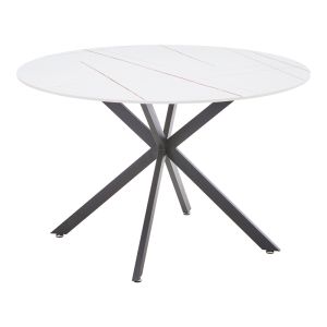 Dining table Karg-stoyen 5 pcs white fabric - white-beige marble �120x75cm
