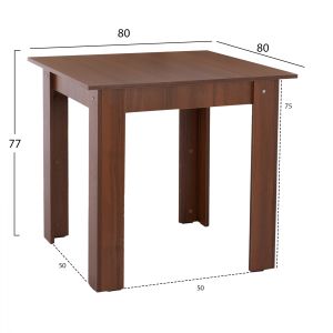 Dining table Kelvin walnut color Hm2427,04, 80x80x77