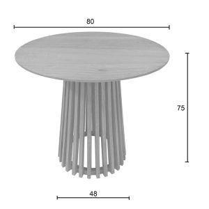 Dining table Kenda solid pine wood in natural shade D80x75cm