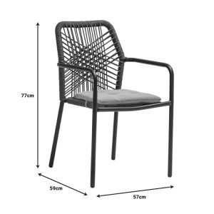Dining table Kliton-kherson set of 5 pieces aluminum and anthracite 80x80x74cm