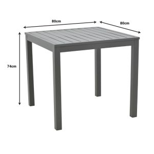 Dining table Kliton-mabu set of 5 pieces aluminum and anthracite 80x80x74cm