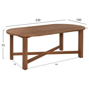 Dining table Kutai Hm9639 solid teak in natural color,
