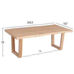 Dining table Leopold Hm9933.02 solid teak wood-light natural color 200.5x107x76hcm.