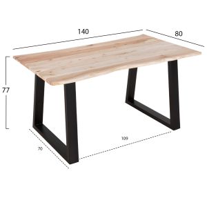 Dining table Lizard Montana Slim top tropical acacia solid wood natural 140x80x77hcm Hm8163