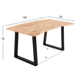 Dining table Lizard Sofia Slim .21 solid acacia with black metal legs 160x92x78hcm Hm8500