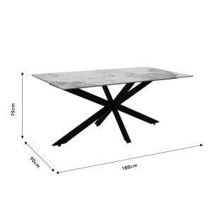Marble Luxury Bettany dining table sintered stone white marble 180x90x75cm