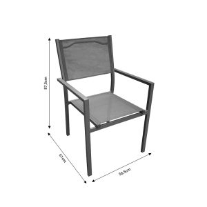 Dining table Moly - Kliton I set of 5 pieces anthracite aluminum and textile in anthracite 80x80x74cm