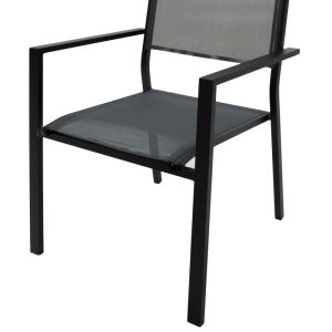 Dining table Moly - set of 3 pieces Kliton anthracite and black aluminum-textile in anthracite shade 80x80x74cm