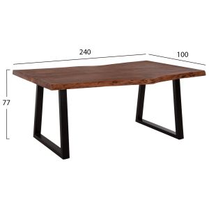 Dining table Montana Lizard acacia solid wood Hm9620.11 top 5.5cm 240x100x77hcm