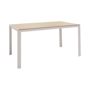 Dining table Nares - Convince A set of 5 white aluminum and plywood in natural shade 140x80x72.5 cm,
