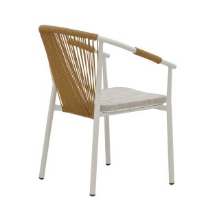 Dining table Nares - Convince A set of 5 white aluminum and plywood in natural shade 140x80x72.5 cm,