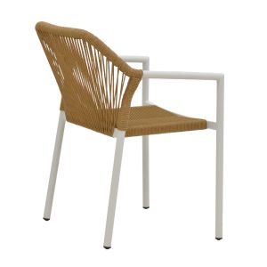 Dining table Nares - Lush A set of 5 white aluminum and plywood in natural shade 140x80x72.5cm
