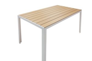 Dining table Nares - Lush A set of 5 white aluminum and plywood in natural shade 140x80x72.5cm