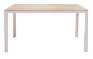 Dining table Nares - Lush A set of 5 white aluminum and plywood in natural shade 140x80x72.5cm
