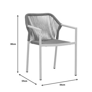 Dining table Nares - Lush B set of 7 white aluminum and plywood in natural shade 180x90x72.5cm