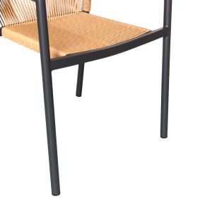 Dining table Nares - Lush set of 5 anthracite aluminum and plywood in natural shade 180x90x72.5cm