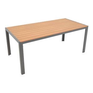 Dining table Nares - Lush set of 5 anthracite aluminum and plywood in natural shade 180x90x72.5cm