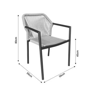 Dining table Nares - Lush set of 5 anthracite aluminum and plywood in natural shade 180x90x72.5cm