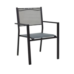 Dining table Nares - Moly A set of 5 anthracite black aluminum and plywood in natural color 140x80x72.5cm