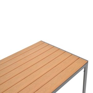 Dining table Nares - Moly A set of 5 anthracite black aluminum and plywood in natural color 140x80x72.5cm