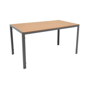 Dining table Nares - Moly A set of 5 anthracite black aluminum and plywood in natural color 140x80x72.5cm