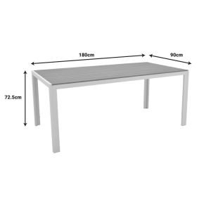 Dining table Nares - Moly A set of 5 white aluminum and plywood in natural color 180x90x72.5cm