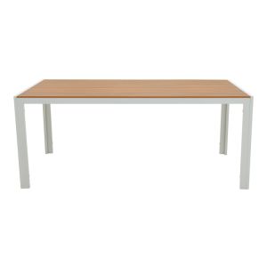 Dining table Nares - Moly A set of 5 white aluminum and plywood in natural color 180x90x72.5cm