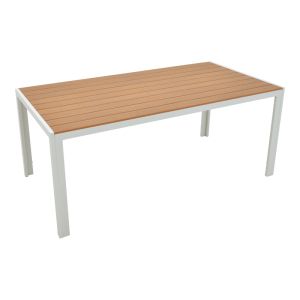 Dining table Nares - Moly A set of 5 white aluminum and plywood in natural color 180x90x72.5cm