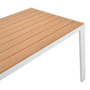 Dining table Nares - Moly A set of 5 white aluminum and plywood in natural color 180x90x72.5cm