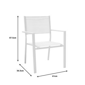 Dining table Nares - Moly A set of 7 white aluminum and plywood in natural color 180x90x72.5cm