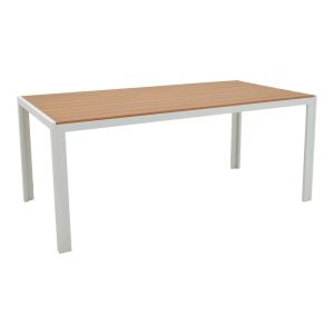 Dining table Nares - Moly A set of 7 white aluminum and plywood in natural color 180x90x72.5cm