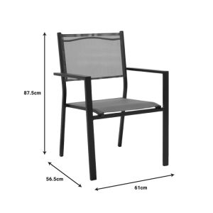 Dining table Nares - Moly B set of 5 anthracite black aluminum and natural plywood 140x80x72.5cm
