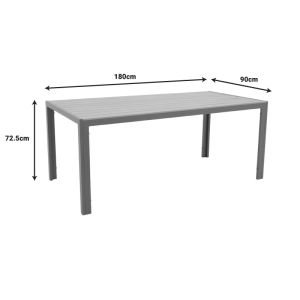Dining table Nares - Moly B set of 7 anthracite black aluminum and natural plywood 140x80x72.5cm