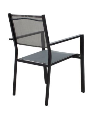 Dining table Nares - Moly B set of 7 anthracite black aluminum and natural plywood 140x80x72.5cm