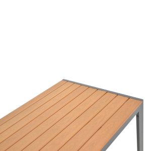 Dining table Nares - Moly B set of 7 anthracite black aluminum and natural plywood 140x80x72.5cm