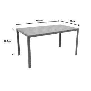 Dining table Nares - Vitality A set of 5 anthracite aluminum and plywood in natural color 140x80x72.5cm