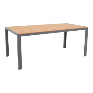 Dining table Nares - Vitality B set of 7 anthracite aluminum and plywood in natural color 180x90x72.5cm