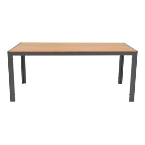 Dining table Nares - Vitality set of 7 anthracite aluminum and plywood in natural color 180x90x72.5cm