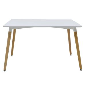 Dining table Natali with Mdf top, white and natural legs, 120x80x76cm