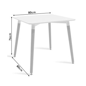 Dining table Natali-gaston set of 5 MDF and beech in gray-white-natural shade 80x80x76cm