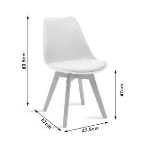 Dining table Natali-gaston set of 5 MDF and beech in gray-white-natural shade 80x80x76cm