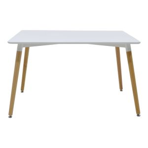 Dining table Natali-noor set of 5 pcs. Mdf white-beige-natural legs 120x80x76cm