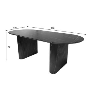 Dining table Nembou made of Mdf in black and gold 210x100x76cm