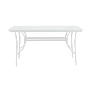 Dining table Obbi-ensure 5 pcs. metal-glass in white color 120x70x70cm