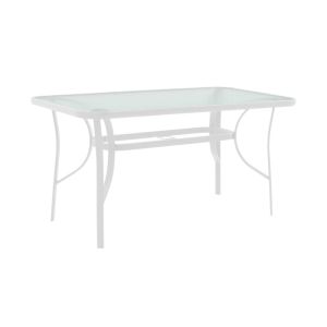 Dining table Obbi-ensure 5 pcs. metal-glass in white color 120x70x70cm