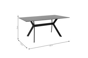 Olivetti dining table, technical stone-black marble top, 180x90x75cm