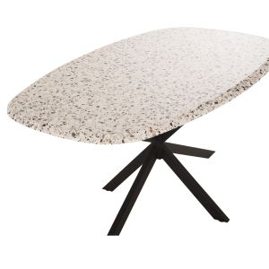 Dining table Oval Rodden Hm11903,03 Werzalit Tabletop In Terrazzo Color-black Metal Base 146x94x75hcm