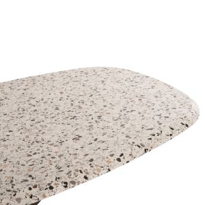 Dining table Oval Rodden Hm11903,03 Werzalit Tabletop In Terrazzo Color-black Metal Base 146x94x75hcm